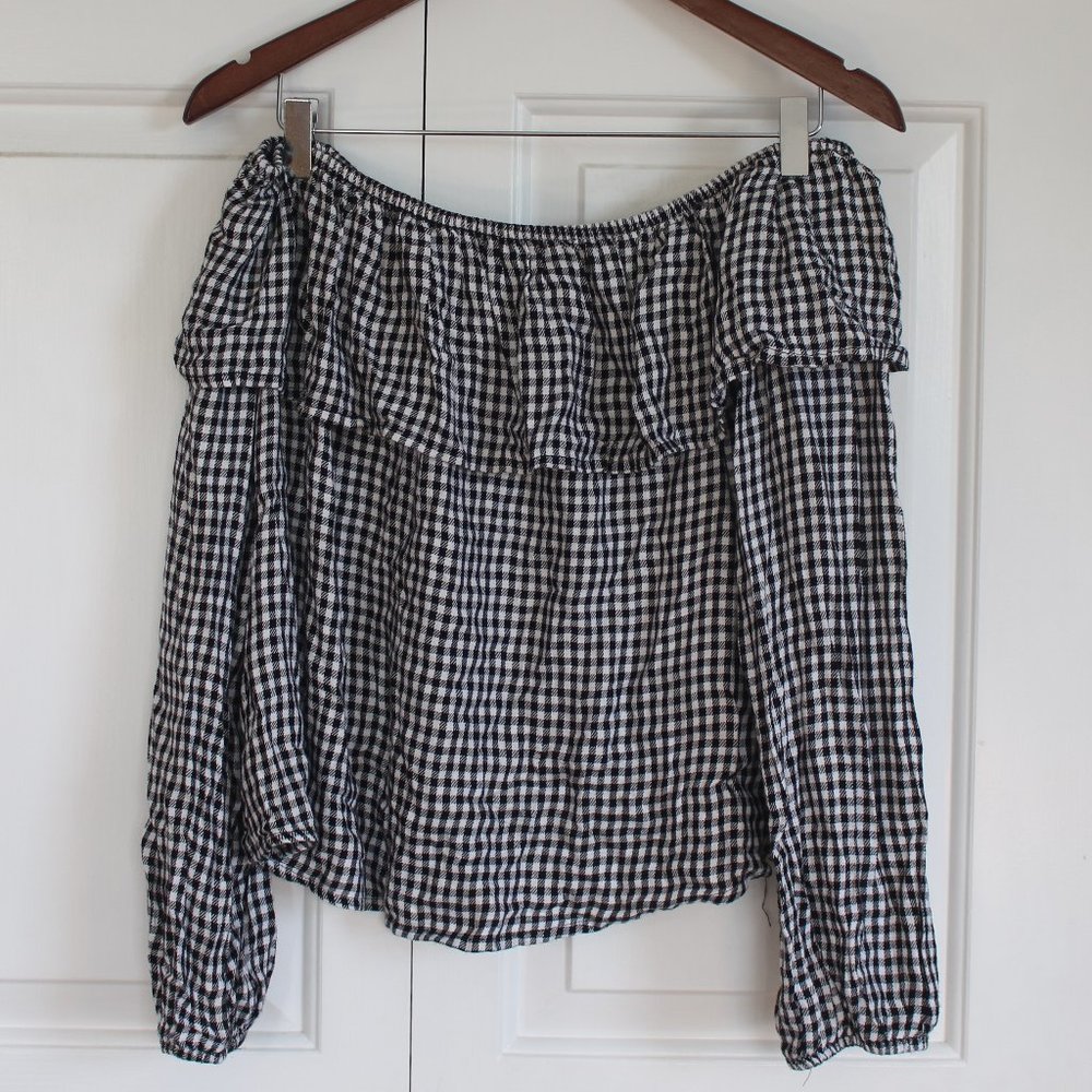 Gingham Off-the-Shoulder Top